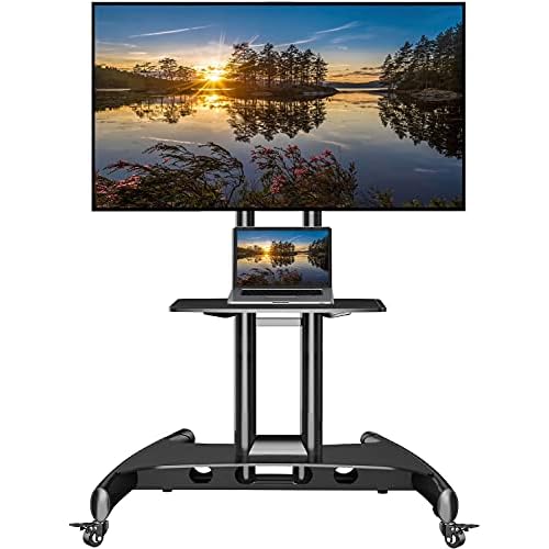 NB North Bayou Mobile TV Cart Rooling TV Stand with Wheels for 32 to 75 Inch LCD LED OLED Plasma Flat Panel Screens up to 100lbs AVA1500-60-1P (Black)