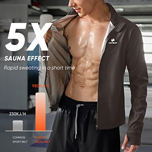 Hotsuit Sauna Suit For Men Sweat Suits Long Sleeve Sauna Shirt Workout Shapewear-(S-5Xl) Sweat Jacket Top Compression Shirts, Grey, Xl #TOP1