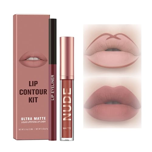 Matte Lipstick & Lip Gloss Set – Waterproof Lip Stain with Hydrating Finish, Highly Pigmented Liquid Lipstick Combo Makeup Kit for Girls, Everyday Wear and Lovely Gift Cosmetic Pack (05#Brick Red)