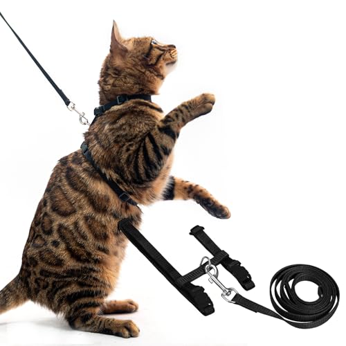 PUPTECK 猫 ハーネス リードセット 猫用ハーネス 猫牽引ロープ 猫用胴輪 ペット用品 ハーネスリード リード付き ダブルロック 調節可能 着脱簡単 抜けない 軽量 耐久性 安全 快適 お出かけ はーねす 子猫 ねこ ネコ ネコ用ハーネス 猫具 アウ