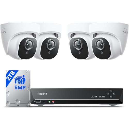 REOLINK Smart 5MP 8CH Home Security Camera System, 4pcs Wired PoE...
