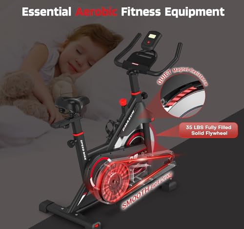 DMASUN Exercise Bike, Magnetic Resistance Stationary Bike for Home with 330 LBS Capacity, Pedals with Anti-loosening Nuts, Indoor Bike with Comfortable Seat Cushion, Digital Display with Tablet Holder - Image 5