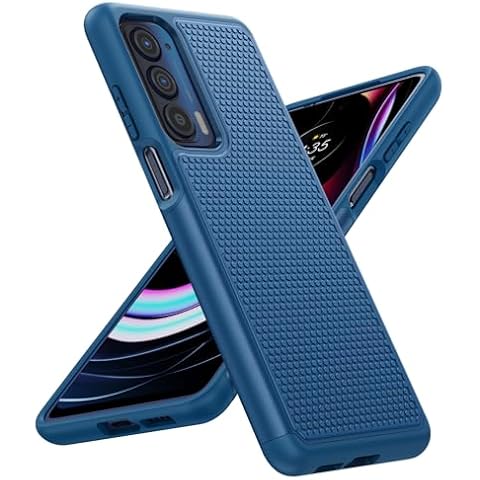 JXVM for Motorola Moto Edge 2021 (Edge 5G UW) Case: Dual Layer Protective Heavy Duty Cell Phone Cover Shockproof Rugged with Non Slip Textured - Military Protection Bumper - 6.8inch (Navy Blue) Cover
