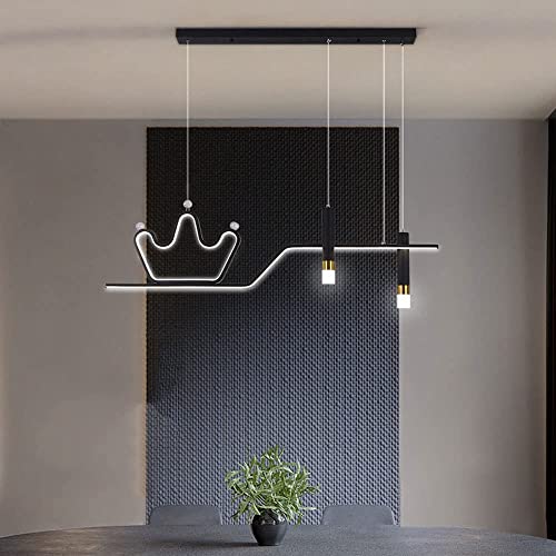 Chandelier long luxueux métal art suspension LED dimmable salon