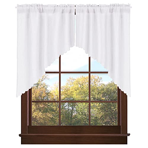 Valea Home Soft Burlap Look Swag Curtains Rustic Natural Rod