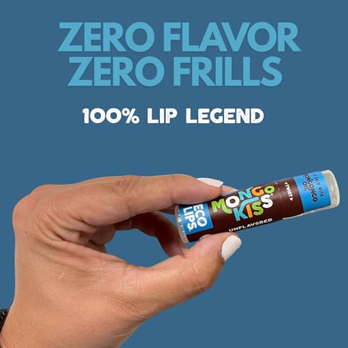 LIP BALM Mongo Kiss 6-Pack by Eco Lips 100% Organic Beeswax & Cocoa Butter Lip Care with Mongongo Oil - Soothe & Moisturize Dry & Cracked Lips - Made in USA. (Unflavored)