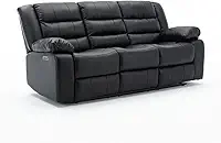 Sofá Reclinável Elétrica Sala de Cinema Hollywood 3 Lugares com Massagem Aquecimento Entrada USB/USB-C PU Preto G94 - Gran Belo