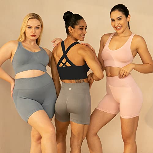 Image of Evercute Sports Bras for Women Padded Medium Support Criss Cross Strappy Bra Seamless High Impact Yoga Exercise Athletic Bras