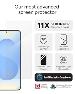 ZAGG Glass XTR4 Samsung Galaxy S25+/ S24+ Screen Protector - Tempered Glass, 11X Stronger with Graphene, Blue Light Filtering, Anti-Reflective Technology, InvisibleShield, Easy Dust-Free Installation