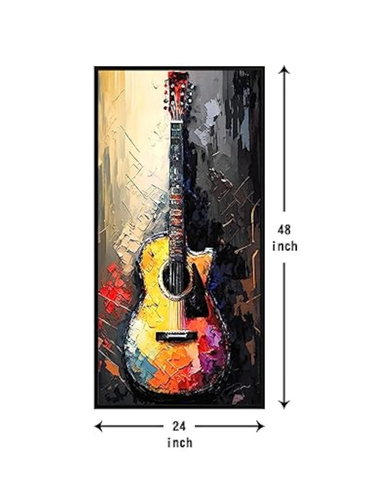 Guitar With Abstract Effect Background Wall Painting, Big Size