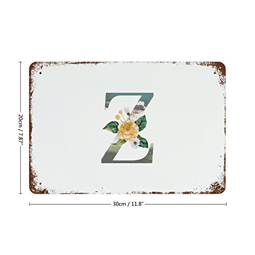 Panneau en métal monogramme floral Z alphabet rétro mural