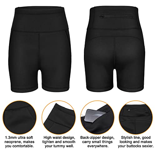 Ctrilady Women Wetsuit Shorts Surfing Kayaking Snorkeling Swimming Pants Swimsuit Bottom Water Sports Swimwear Capris With Back-Zipper-Pocket(Black, X-Large) #TOP3
