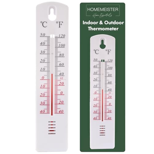 Indoor and Outdoor Thermometer - Measures Celsius and Fahrenheit, Reliable Measurements and Easy to Install, Home, Garden, Greenhouse Thermometer, Lightweight and Easy to Read (1)