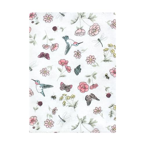 Image of Hudson Baby Unisex Baby Cotton Poly Flannel Burp Cloths Bundle, Hummingbird Garden, One Size