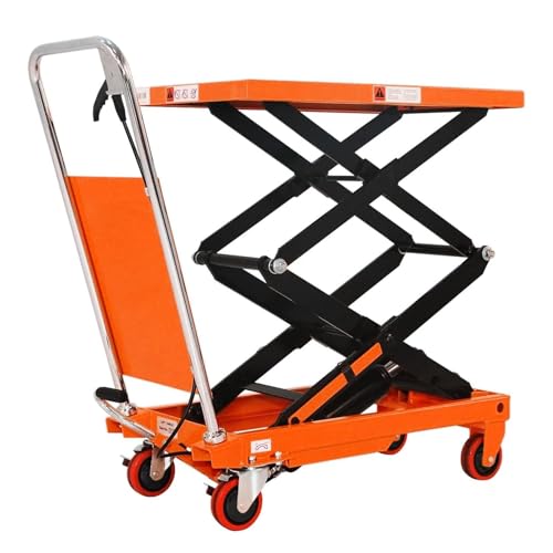 Tory Carrier Lift Cart 770LBS Capacity, Hydraulic Scissor Lift Table 37.4" Lifting Height, Manual Scissor Lift, 4 Wheels and Foot Pump
