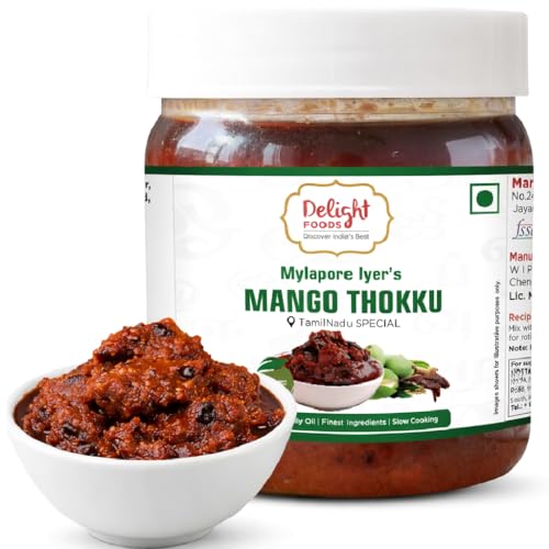 Image of Delight Foods Mylapore Iyer's Mango Thokku Pickle 300g | Traditional Tamil Nadu Rice Mix | Made with Pure Gingelly /Sesame Oil | Homemade Style Pickle | No Preservatives