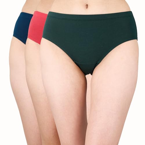 Image of SOIE Women High Rise Full Coverage Solid Colour Cotton Stretch Hipster Panty (Pack of 3)