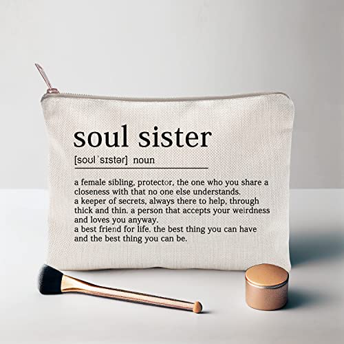 Soul Sister Definition Birthday Gift For Her Soul Sister Gift Bestie Gift Linen Style Make Up Bag Birthday Gift For Mum Friends Sister Aunt #TOP2