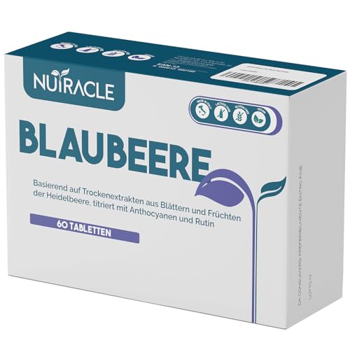 Nutracle Heidelbeere 600mg 60 Tabletten Hochdosiert | Mikrozirkulation Beine, Kapillaren, Venen, Augen und Augenlicht | Detox für den Kreislauf In Anthocyanen und Rutin titriert