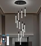 Upfelw Modern High Ceiling Crystal Chandelier 12-Lights, Large Spiral LED Raindrop Foyer...