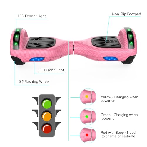 SISIGAD Hoverboard Self Balancing Scooter 6.5" Two-Wheel Self Balancing Hoverboard with Bluetooth Speaker and LED Lights Electric Scooter for Adult Kids Gift - Image 3