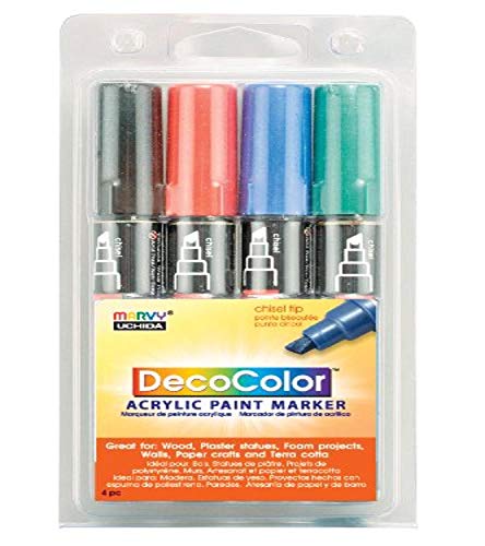 Uchida Of America Deco Color Acrylic Set 4/Pkg-Black, Red, Blue and Green