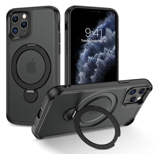 DUEDUE for iPhone 11 Pro Case, Phone Case iPhone 11 Pro Magnetic with Ring Stand[Compatible with Magsafe], Translucent Matte Back Cover Kickstand Phone Case for iPhone 11 Pro 5.8
