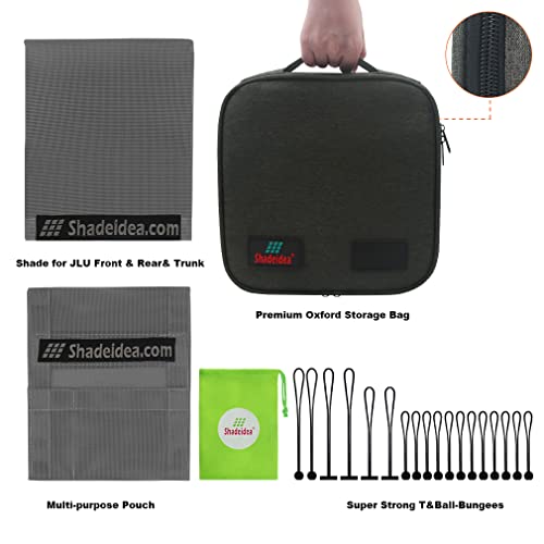 Shadeidea SunShade Top for Jeep Wrangler JL Unlimited 4 Door JLU Sun shade (2018-2023) Top Front+Rear+Trunk-Gray Mesh Screen Cover UV Blocker with Grab Bag Storage Pouch-10 Year Warranty