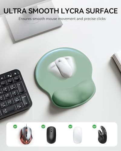 Image of Mouse Pad with Wrist Rest, Ergonomic Mouse Pads for Desk, Office Non-Slip Mousepad with Gel Wrist Support(Green, 10.6''L x 9''W)