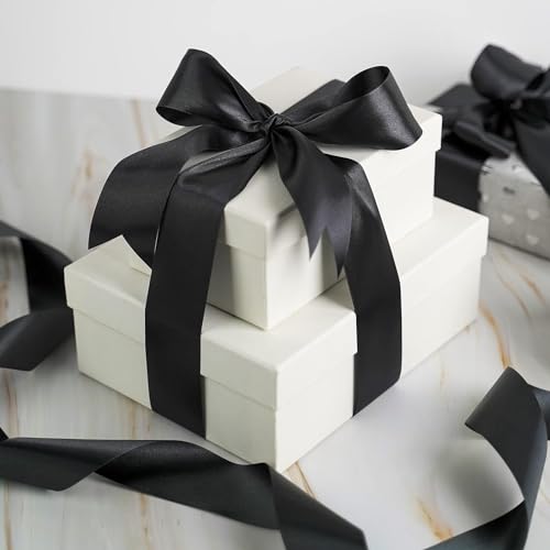 AKOAK 2 Inches 25 Yard Satin Ribbon, Craft Fabric Ribbon, Perfect for Wedding, Bouquets, Handmade Bows and Gift Wraping (Black) - Thumbnail 5