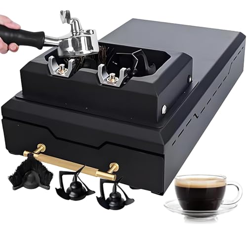 DDZJTPP Limpiador Automático De Portafiltros Eléctrico De 58Mm,con 2 Raspadores Y 1 Cabezal De Cepillo,Posiciones Intercambiables,Dispositivo Comercial De Escritorio para Limpiar Posos Café