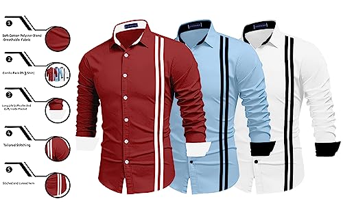 Image of Zombom Men's Striped Regular Fit Shirt