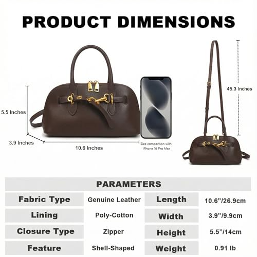 Image of Womens Leather Satchel Handbag, Top Handle Crossbody Purse | Genuine Leather, Structured Satchel, Small or Large, Top Handle, Crossbody Strap, Daily Carry, Work Travel