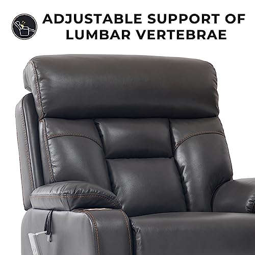 Irene House 9181 Three Motor Power Lift Recliner Lay Flat Chairs For Elderly With Lumbar Support Motor Lift Chair Electric Recliner With Cup Holder Side Pocket (Grey Faux Leather) #TOP1