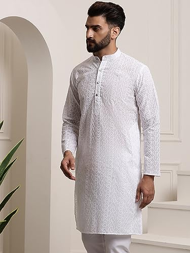 Image of SOJANYA Elegant Pastel Color Embellished Kurta for Men | Minimal Embroidery Festive & Ethnic Wear
