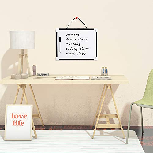 Viz-Pro Magnetic Dry Erase Board, Children Drawing Board/Kids Writing Whiteboard, Black Plastic Frame,12" X 8" #TOP7