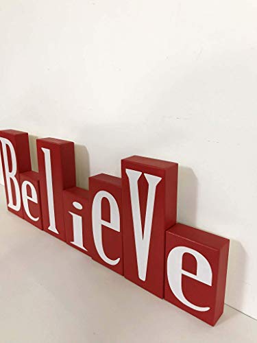 Believe Sign Wood Blocks Large Set 7 #TOP2