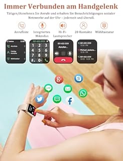 LODIMEKE Alexa Smartwatch Damen Herren, 1,83" Fitnessuhr mit Telefonfunktion, IP68 Wasserdicht, 100+ Sportmodi, Herzfrequenz Stress SpO2 Schlaf, Fitness Tracker für Android & iOS