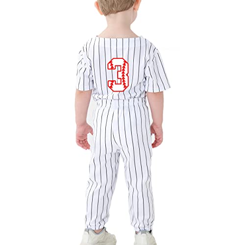 Image of BAICAIYU Toddler Boys Birthday Outfit Kids Baseball Jersey and Pants Suit Set 2nd 3rd 4 Years Old Stripe Cute Summer Clothes