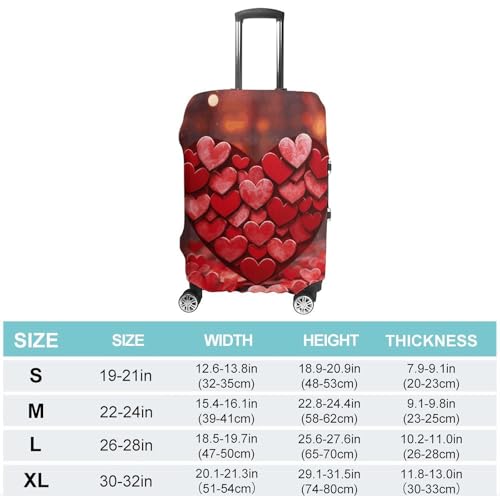 Red Hearts Love Suitcase Covers for Luggage - Elastic Luggage Cover Protector, Double-sided Washable Suitcases Sleeve for 19-32 Inch Luggage S2