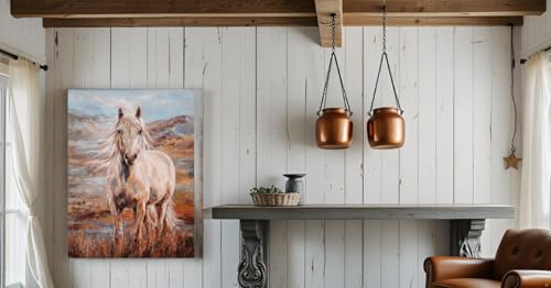 Image of Yihui Arts Vintage Horse Pictures - Rustic Farmhouse Canvas Wall Art for Modern Contemporary Decor