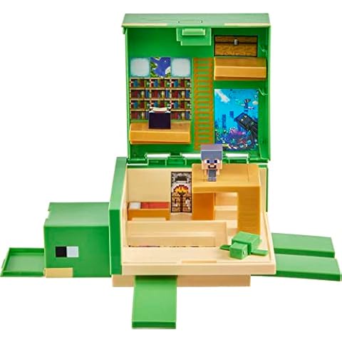 Minecraft Transforming Turtle Hideout - Playset with 4 Action Levels & Secret Entrance - Steve Figure & Turtle Friend Included - Gift for Kids 6+ - HDW14 Cover