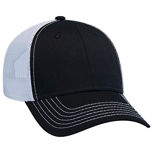 Otto 6 Panel Low Profile Contrast Vertical Mesh Back Cap, Blk/Blk/Wht, One size