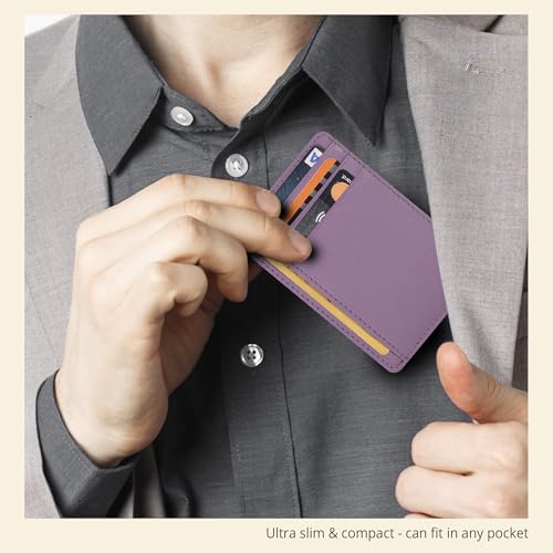 Image of Oak Leathers Leather Slim Minimalist Wallet for Men & Women RFID Front Pocket Leather Card Holder Wallets (Baby Pink)