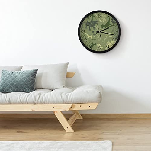 Pendule murale silencieuse dinosaures vert moderne 25cm sans tic-tac - 5