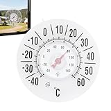 Medidor analógico de temperatura de ventana – Medidor de temperatura para interior y exterior, dispositivo de montaje con ventosa, sensor analógico impermeable, medición fiable resistente a la