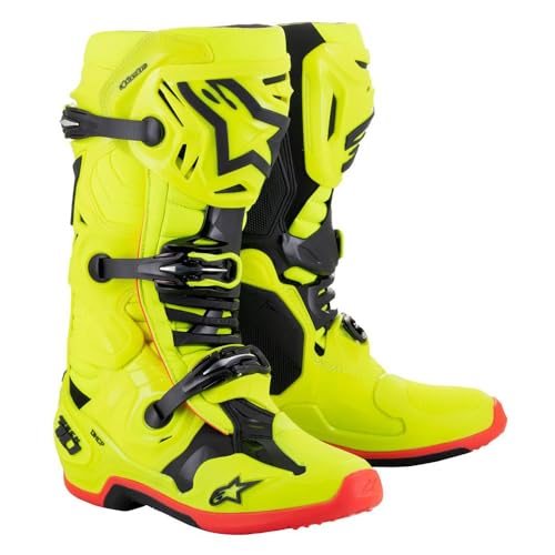 Alpinestars 2010020-533-10: Tech 10 Boots Ylw Fluo/Blk/Red Fluo Sz 10