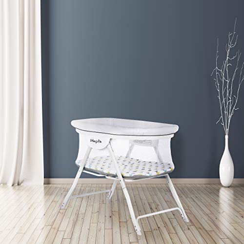 Dream On Me Poppy Traveler Portable Bassinet In White And Grey, Lightweight, Spacious And Convenient Mesh Design, Jpma Certified, Easy To Clean And Fold Baby Bassinet - Carry Bag Included #TOP1