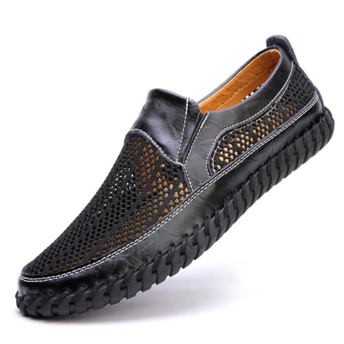 FMURY Outdoor Men Leather Shoes Loafers Mesh Men Sneakers Male Loafers Moccasins