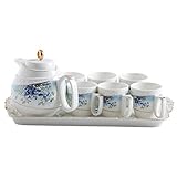 Kaffee Teetasse Set Porzellan Tee Set/Teetasse Set/Teeservice Set, 6 Teetassen, Keramik Service Tablett, Beste Teetassen Set für Zuhause und Büro Kaffee Set Tee Moderne Teesets Tasse Essen Tablett